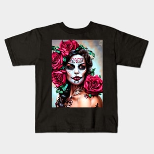 Girl with The Crow Makeup Kids T-Shirt